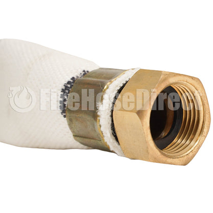 White 1" x 50' Double Jacket Mill Hose (3/4" GHT Couplings)