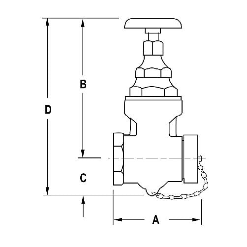 Brass Non-Rising Stem Gate Valve 1 1/2" Female NPT x 1 1/2" Male NH