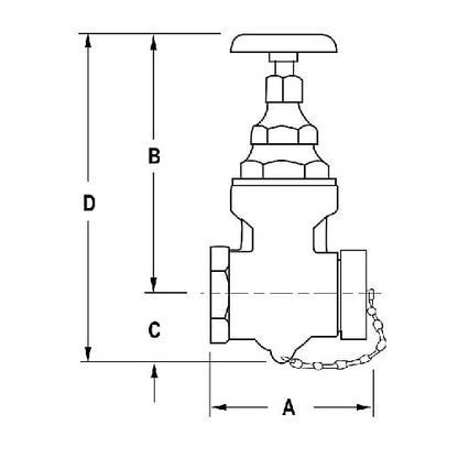 Brass Non-Rising Stem Gate Valve 1 1/2" Female NPT x 1 1/2" Male NH