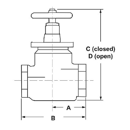 Brass Straight Globe Valve 1 1/2" Female NPT x 1 1/2" Male NH